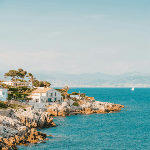 Discover Antibes' stunning coastline, with the nearest beach just a fourteen-minute walk
