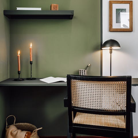 Catch up on emails from the sleek desk space