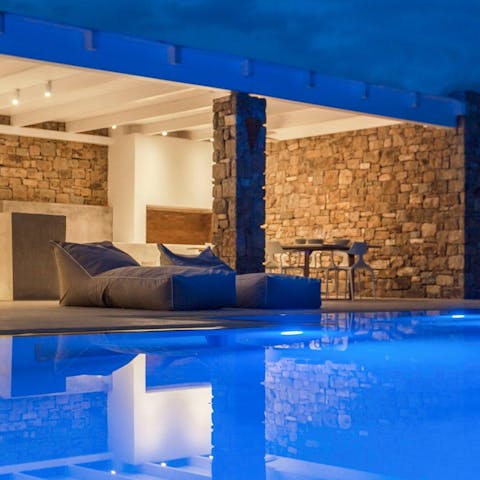 Listen to the outdoor music system and light up the pool for the evening