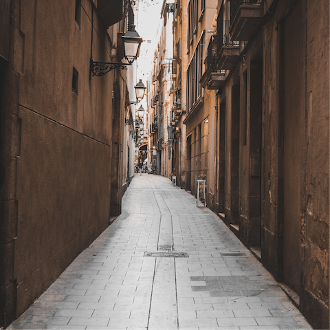 Head to the winding street of the Gothic Quarter on foot
