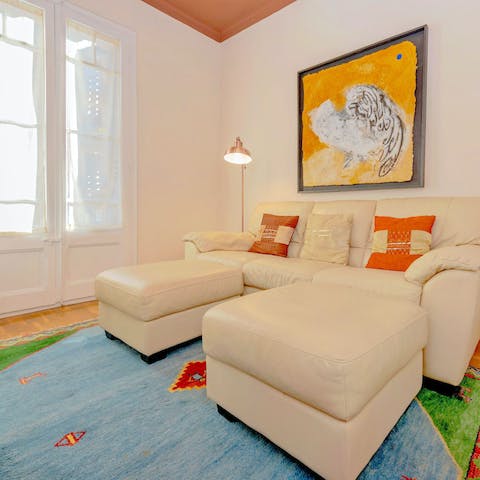 Relax amongst colourful artworks and natural light after a day exploring