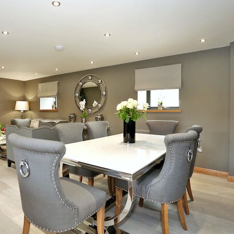 Serve up a roast dinner in style around the elegant chairs