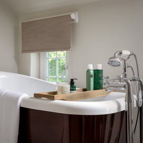 Unwind after a day's activities with a bubble bath