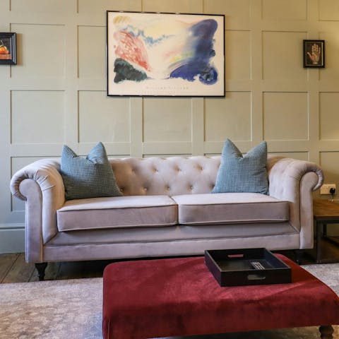 Relax on the comfy sofa after a busy day seeing the sights of Kent