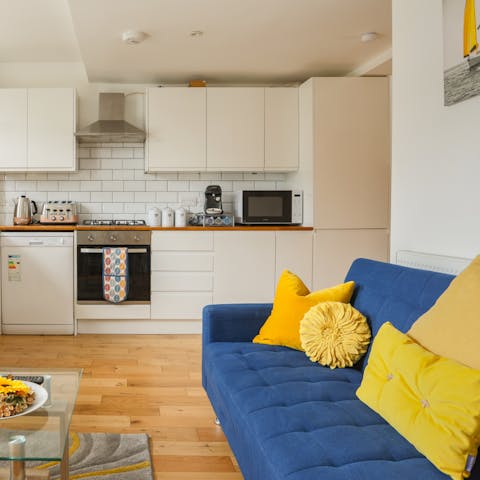 Cook up a storm in the bright, sunny kitchen