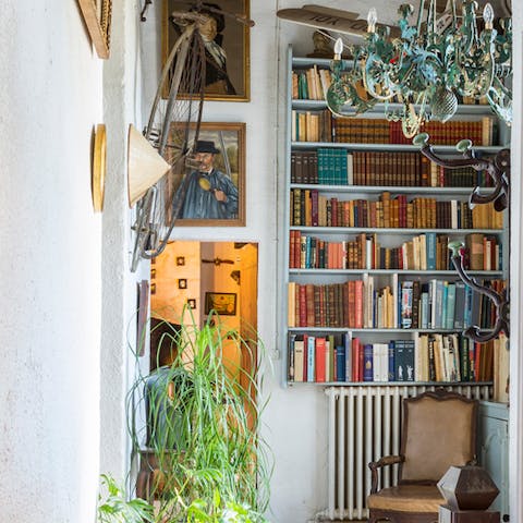 Browse well-stocked bookshelves