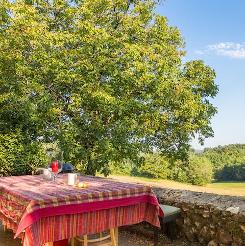 Dine on the shady terrace