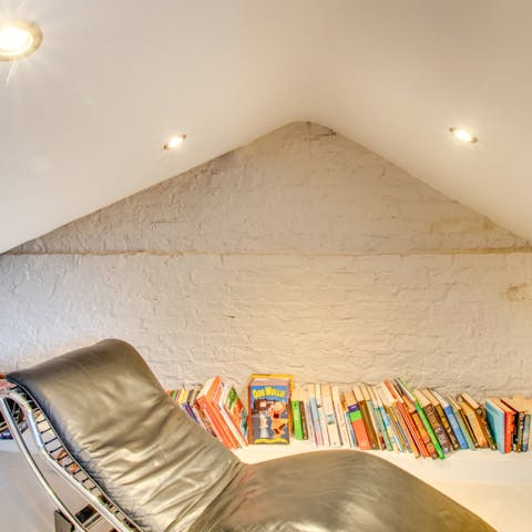 Relax with a book from the home's collection