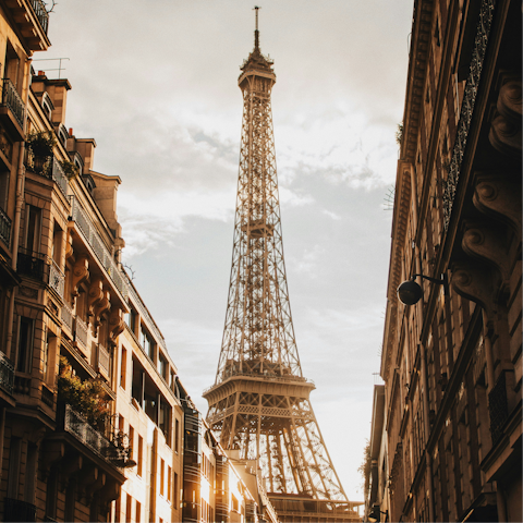 Visit the Eiffel Tower, a thirty-minute drive away
