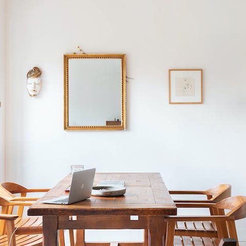 The mid-century furnishings