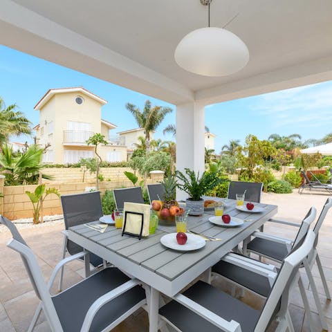 Put together a meze platter of fresh flatbread, halloumi, olives and more to enjoy alfresco