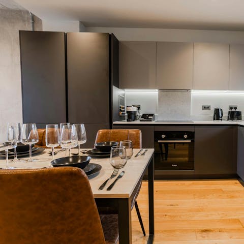 Make homemade meals in the well-appointed kitchen