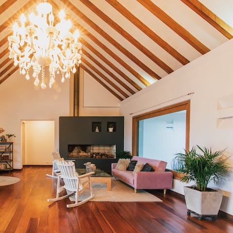 Put your feet up and perhaps even light a fire in the stylish living area