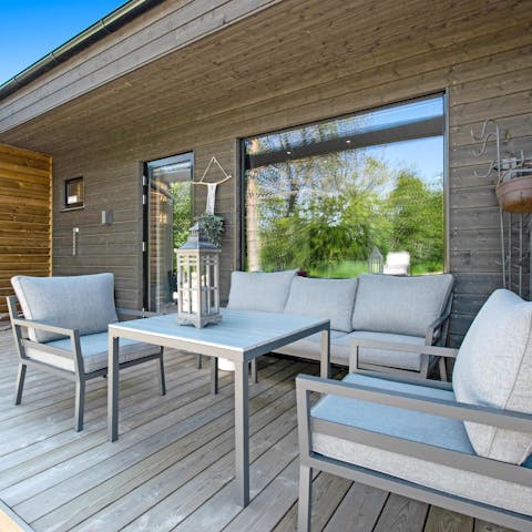 Tuck into a meal on the terrace outside