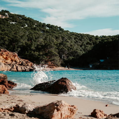 Explore Sant Antoni and its pretty beaches, a short drive away