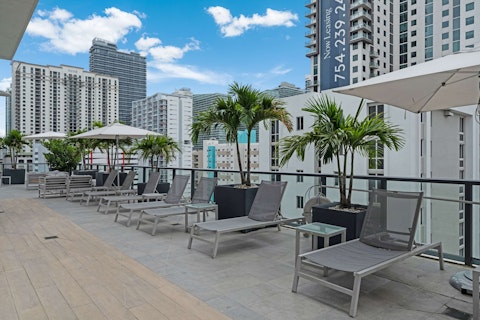Stretch out on a sun lounger above the Miami skyline