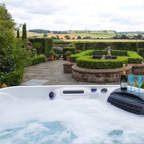 Soak and celebrate in the private hot tub