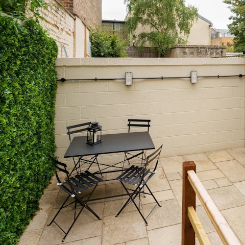 Head out to the shared terrace with evening drinks