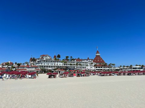 Relax on Coronado Beach's legendary white sands, about twenty-four minutes by car