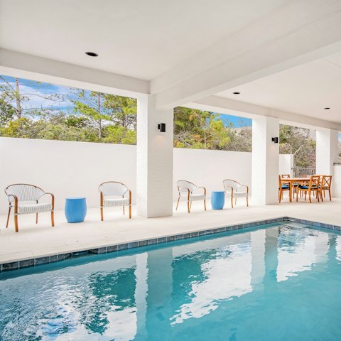 Spend humid afternoons floating about in the private pool