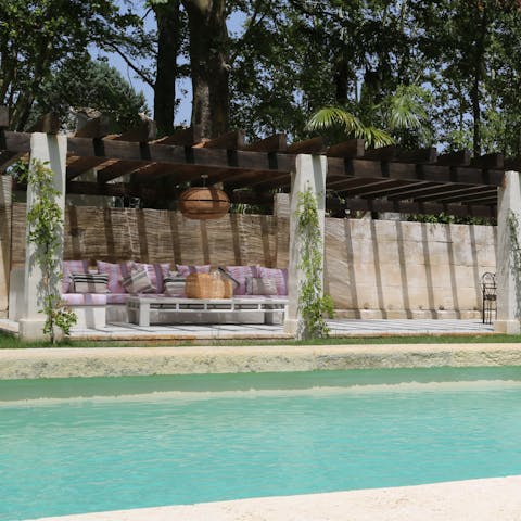 Let the sun dry you off after a morning dip in the heated private pool