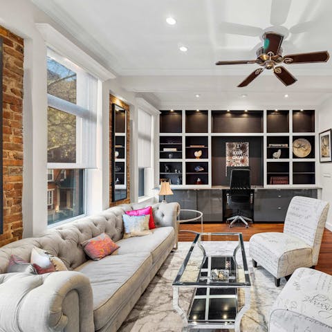 Catch up on work before taking a break on the deck