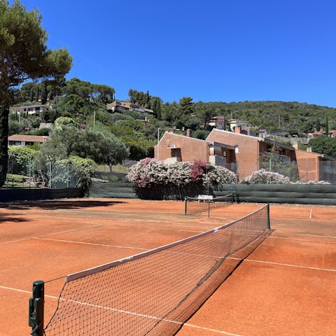 Test your skills with a game of tennis