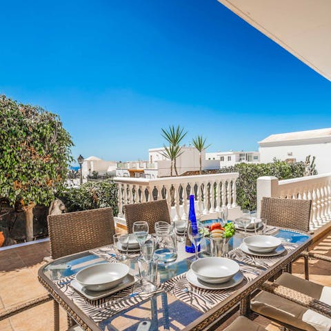 Dine alfresco on Canarian cuisine as the sun goes down