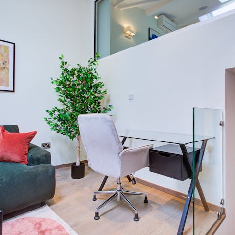 Get some work done at the desk in the lounge