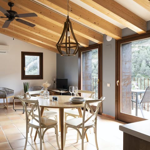 Set the table for an atmospheric evening meal with a view