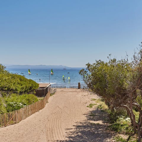 Step outside and stroll down to the beach in Hyères