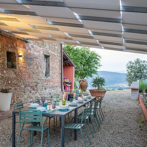 Get together around the table and share bowls of pasta alfresco