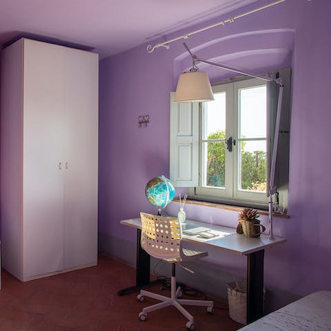 Make use of the laptop-friendly workspace when you need to catch up on emails