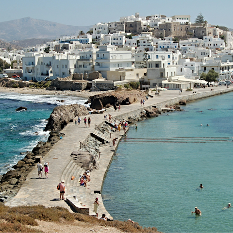 Wander around Naxos Town, less than a fifteen-minute drive away