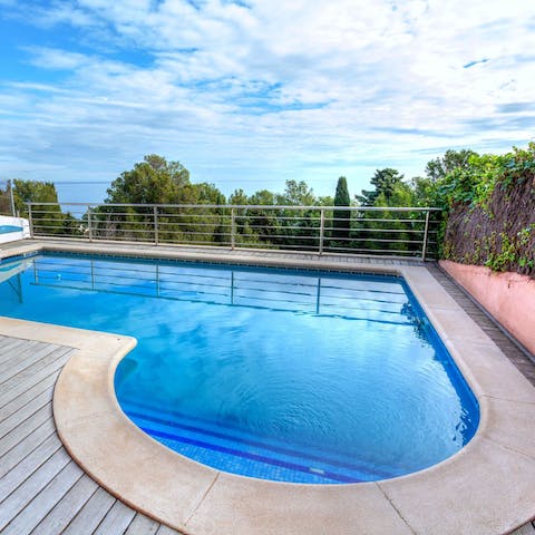 Cool off in the home's communal pool