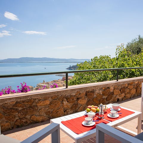 Admire the Tyrrhenian Sea views from the terrace