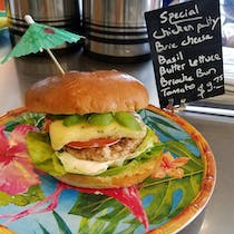 A Hawaiian surf shack burger joint