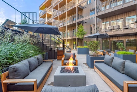 Circle around the communal fire pit as the evening cools
