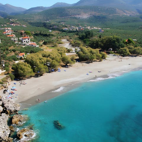 Enjoy the golden sands just a short walk away