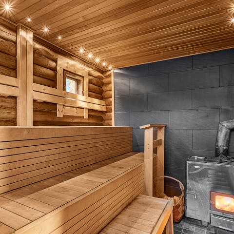 Feel a wonderful sense of wellbeing after a session in the sauna