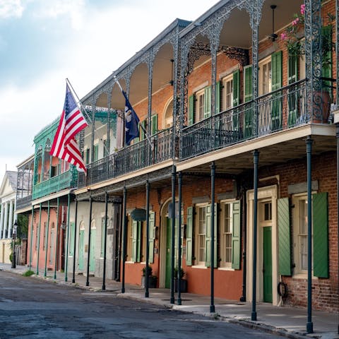 Wander the balcony lined streets of the French Quarter