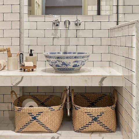 Unwind in the spa-like bathroom