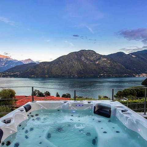Enjoy unforgettable views while soaking in the Jacuzzi