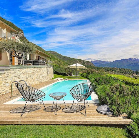 Spend a lazy afternoon by the heated swimming pool