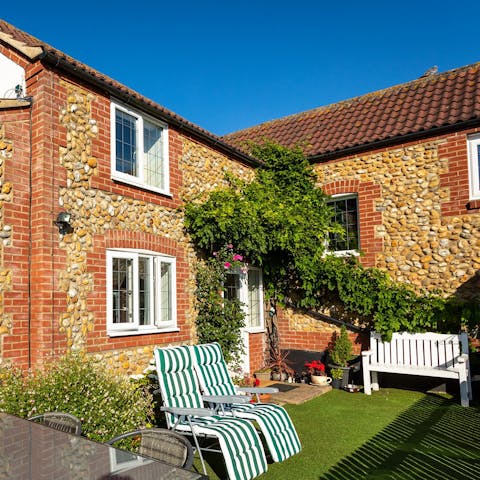 Catch some rays in the enclosed courtyard