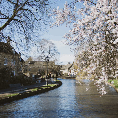 Visit the pretty village of Bourton-on-the-Water, just twenty five minutes away
