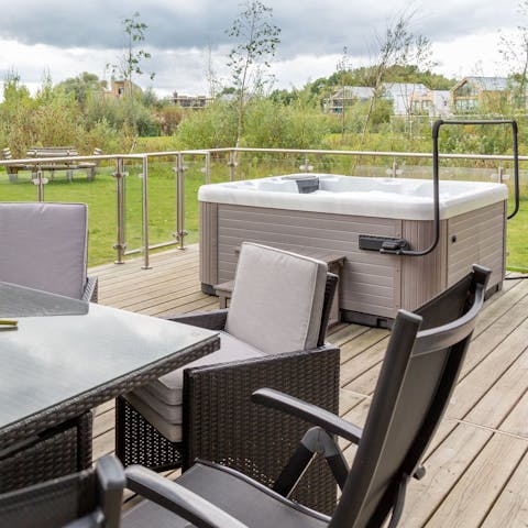 Find your inner zen in the private hot tub