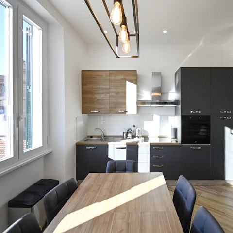 Cook up Italian feasts in the sleek kitchen