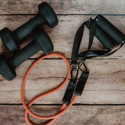 Maintain your daily fitness routine at the shared on-site gym