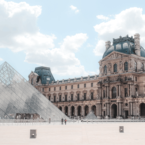Explore the cultural gems of Paris, including the Louvre, a short walk away